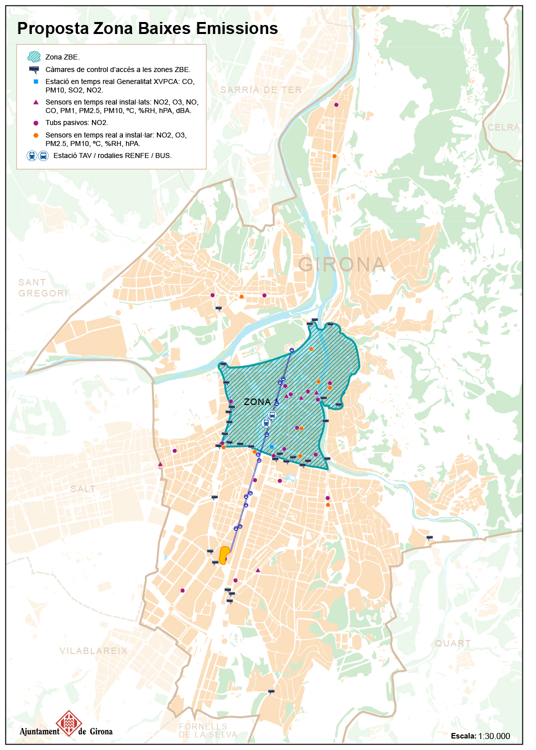Girona comença a definir la zona de baixes emissions de la ciutat
